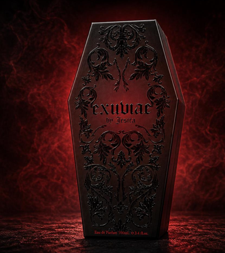 Estuche con forma de ataúd de Exuviae Blood Moon con relieve gótico